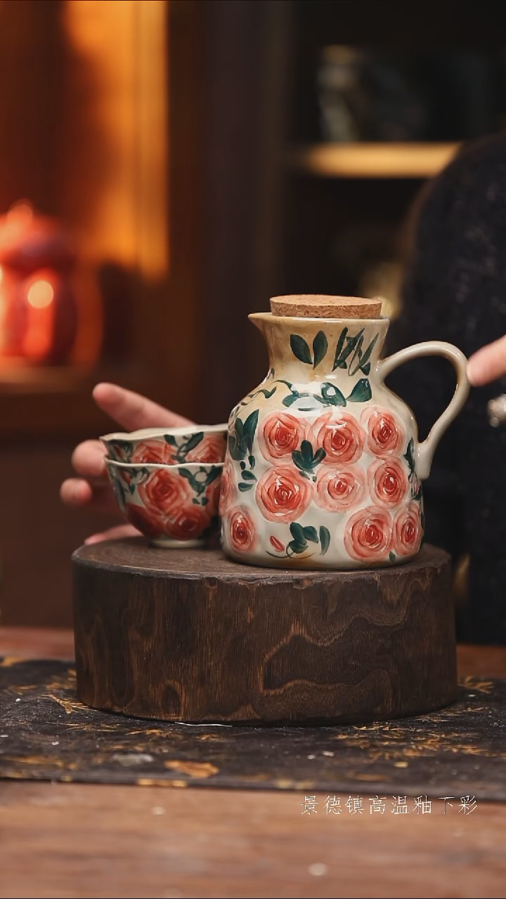 玻璃景德镇高温釉下手绘陶瓷@L508@