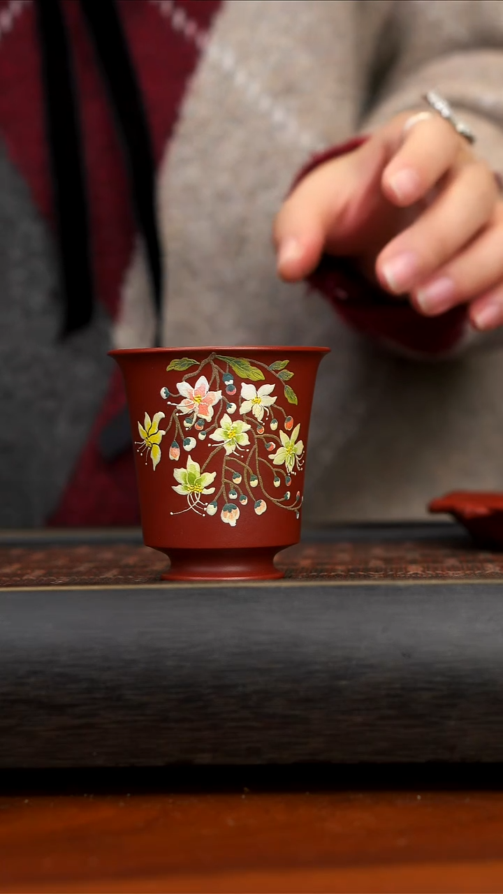 【闪购商品】紫砂茶壶大红袍高足繁花杯