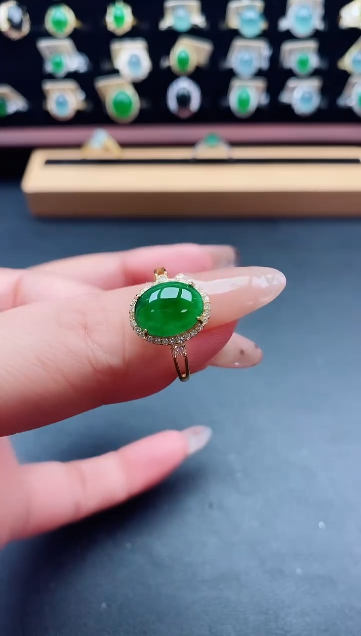 银S925镶嵌戒指翡翠1