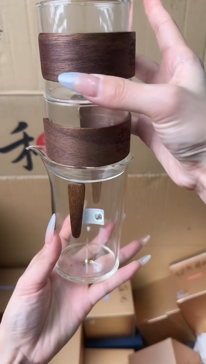 【闪购商品】@@禾器木言茶海+木纹杯两只