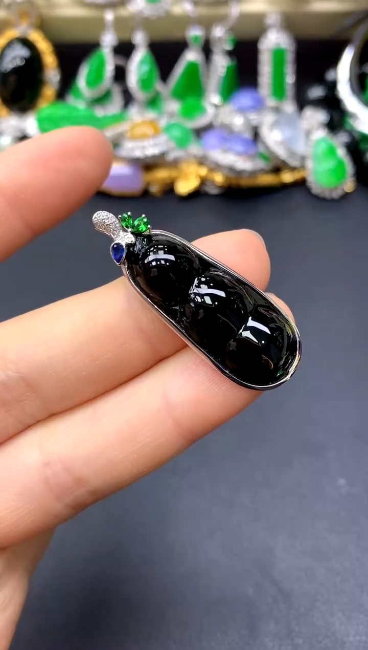 颈饰18K金镶嵌翡翠293-中国好珍宝