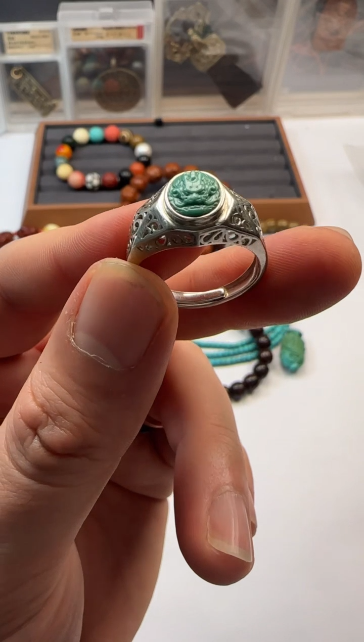 【闪购商品】绿松石戒指足银镶嵌戒指