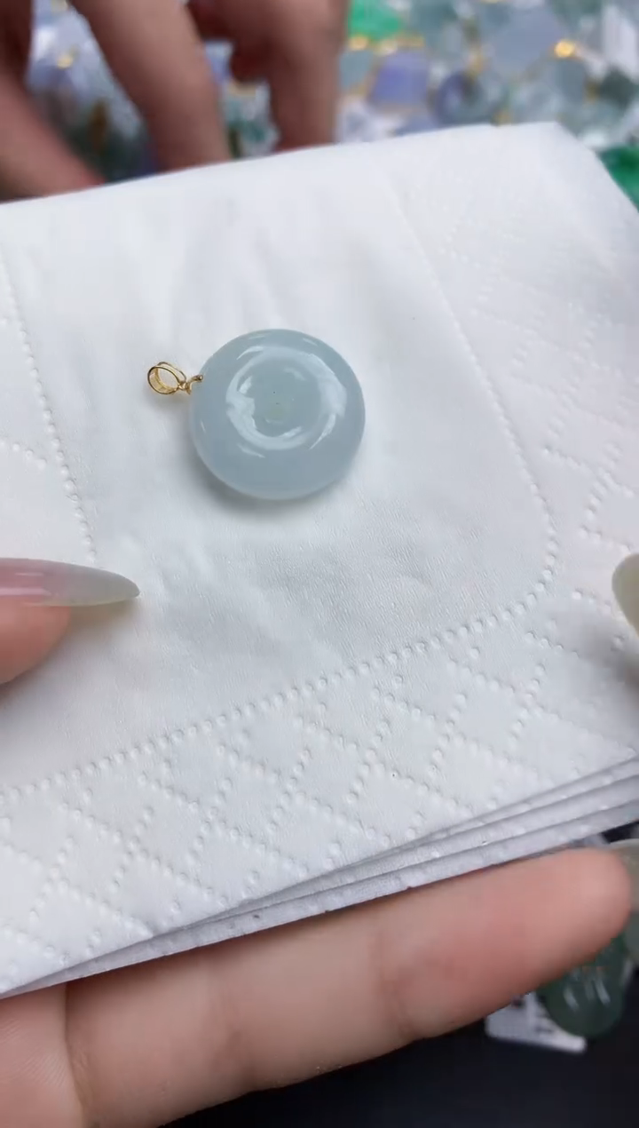 【闪购商品】翡翠颈饰18K金镶嵌天然缅甸翡翠A货