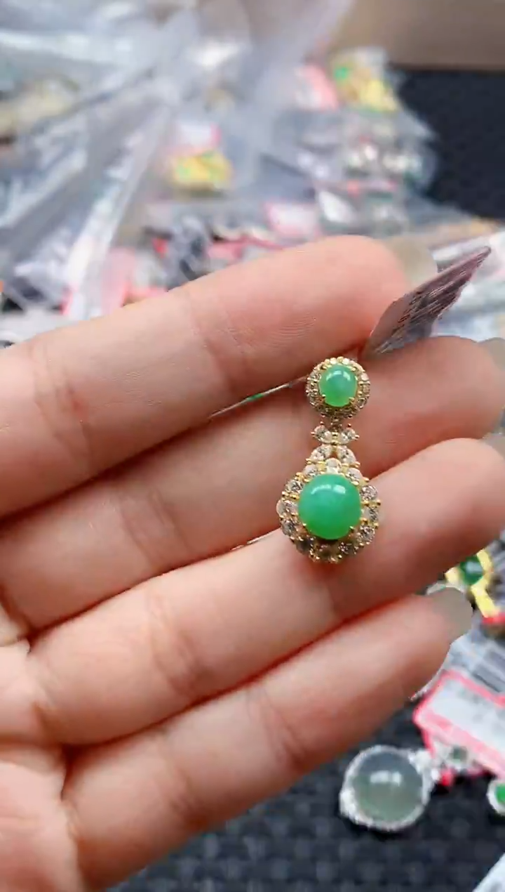 银S925镶嵌戒指翡翠天然A货缅甸翡翠