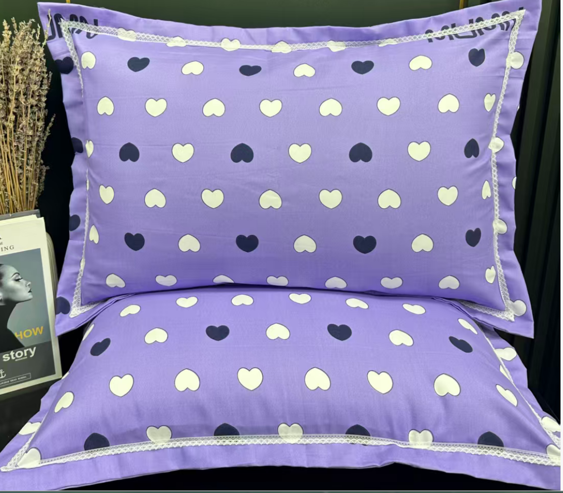潮流款欧姐家紫色小桃心枕套（一对装）
