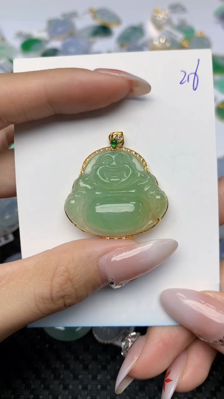 【闪购商品】翡翠颈饰18K金镶嵌天然翡翠A货