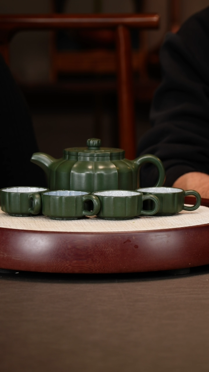 【闪购商品】紫砂茶壶景舟绿泥筋纹绿泥宝菱400c