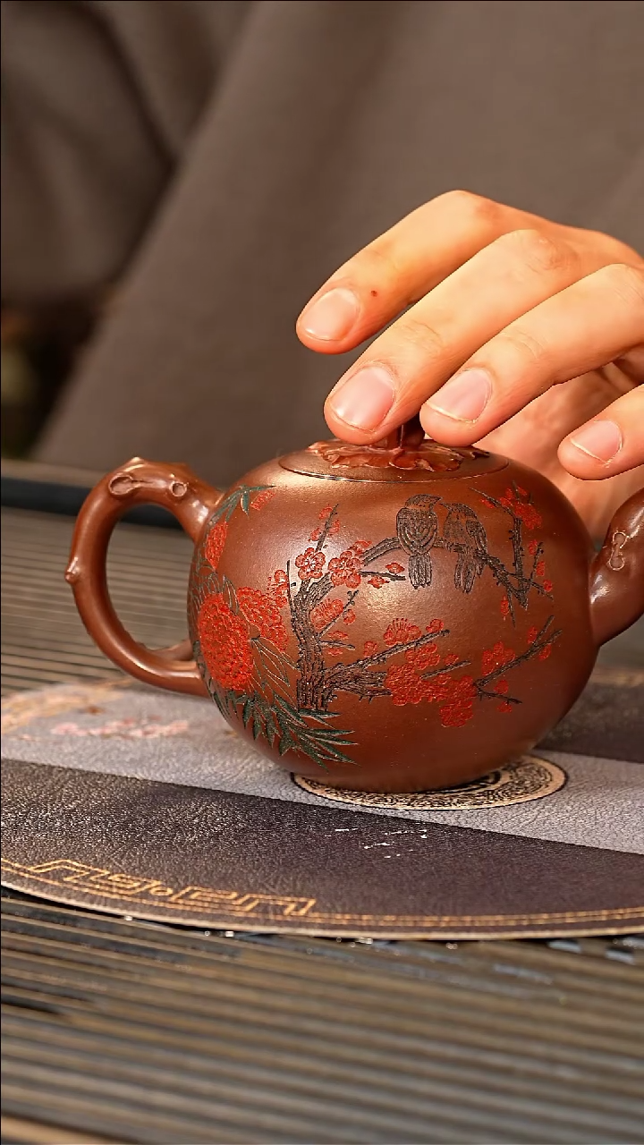 【闪购商品】紫砂茶壶JLQ 紫泥  牡丹    