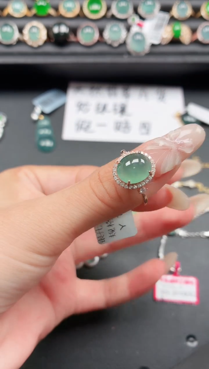 翡翠戒指银S925镶嵌1111111
