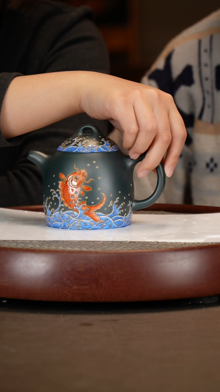 【闪购商品】紫砂茶壶天青绿泥秦权+勤征+3米国色天香