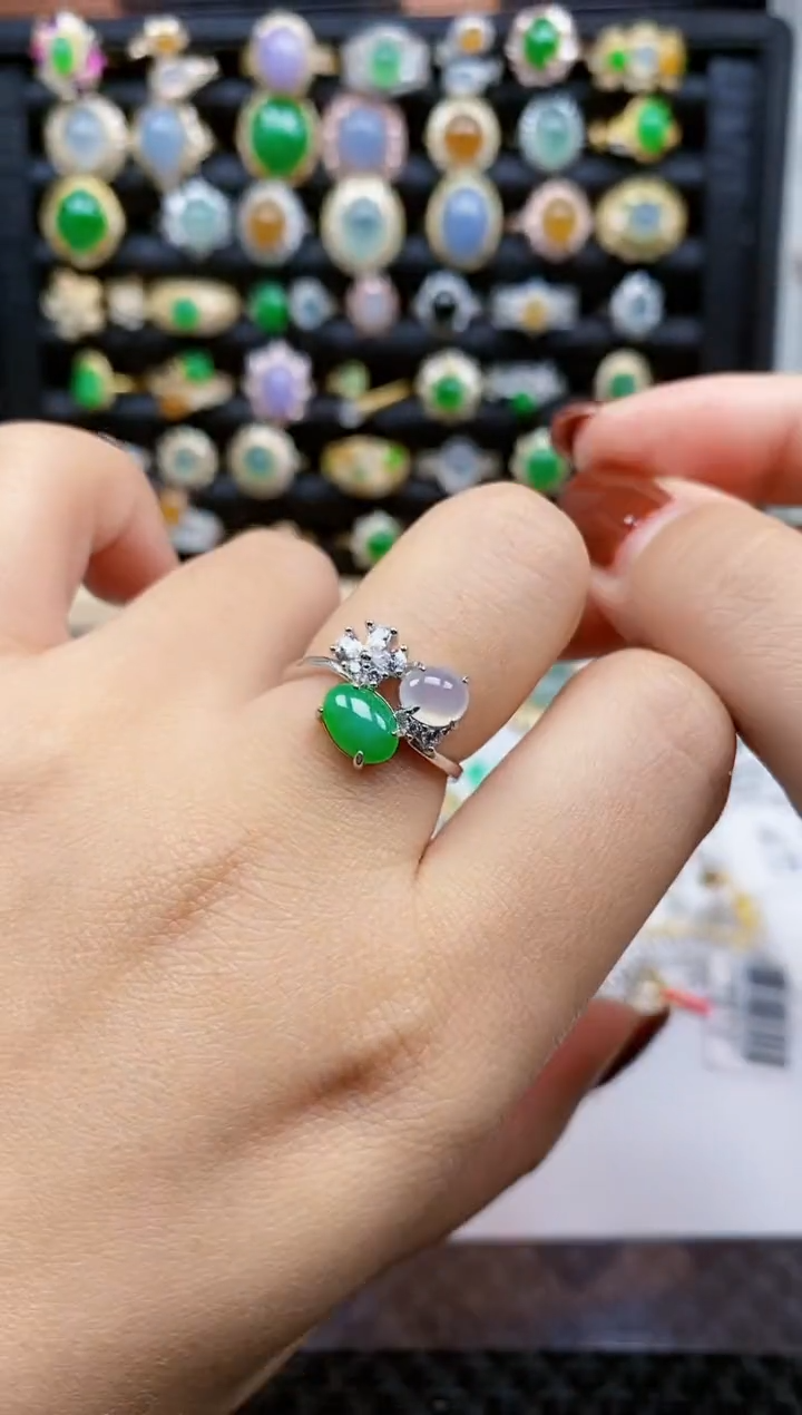 银S925镶嵌戒指翡翠453