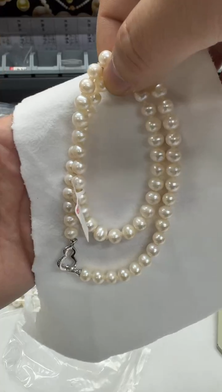 【闪购商品】淡水珍珠项链银S925镶嵌7mm
