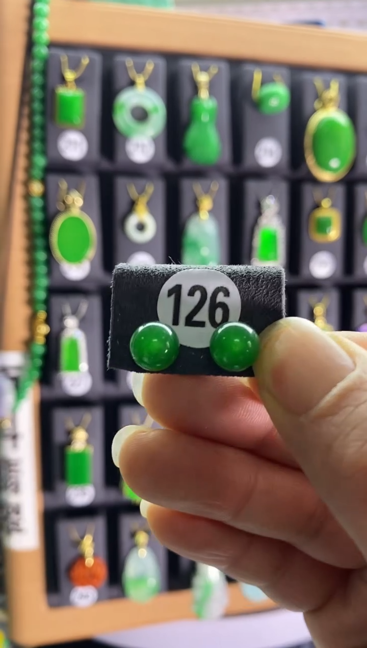 【闪购商品】翡翠耳饰银S925镶嵌老126...