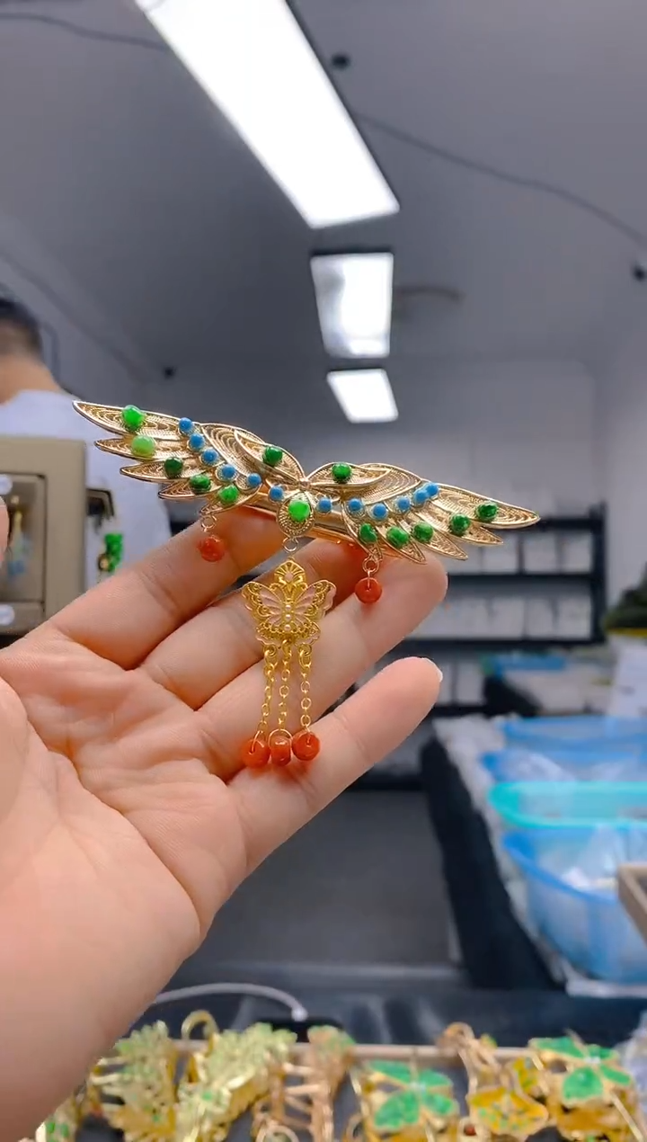 【闪购商品】翡翠耳饰合金204翡翠发簪
