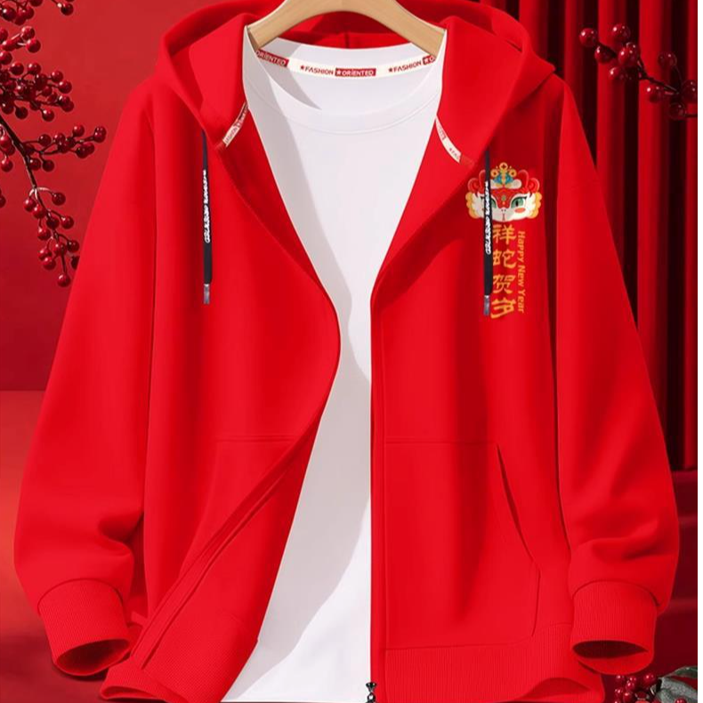 设计师款2025蛇年本命年衣服春秋红色开衫青少年属蛇新年外套拜年