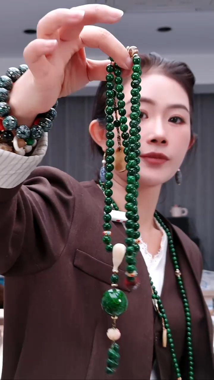 大漆工艺品2756绿长链