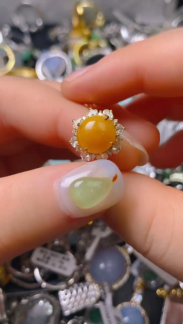 银S925镶嵌戒指翡翠百内无证书