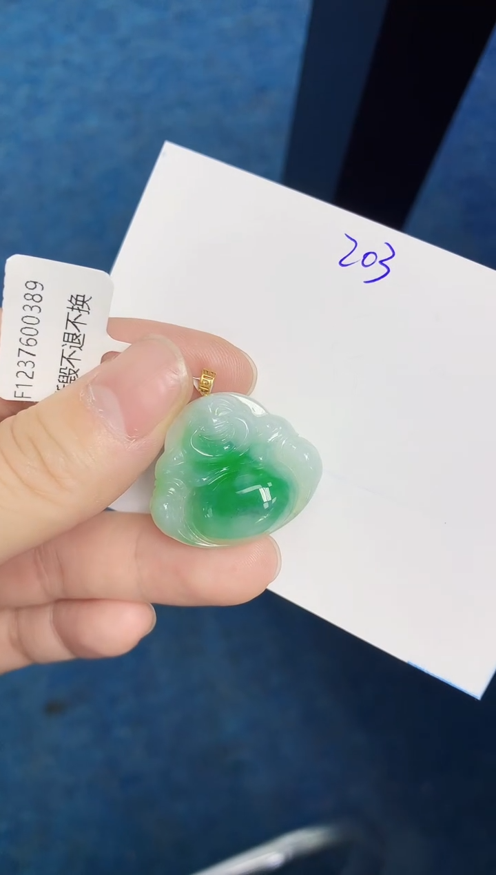 颈饰18K金镶嵌翡翠天然缅甸翡翠A货翡翠百元以上9元证书费自理