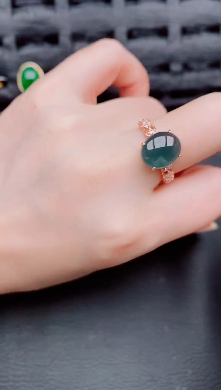 【闪购商品】翡翠戒指银S925镶嵌天然a货翡翠713