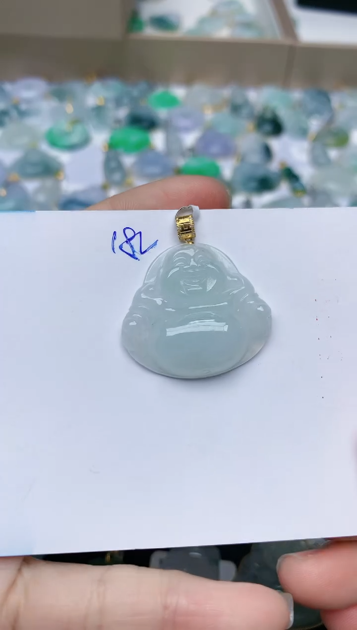 【闪购商品】翡翠颈饰18K金镶嵌天然翡翠A货    182