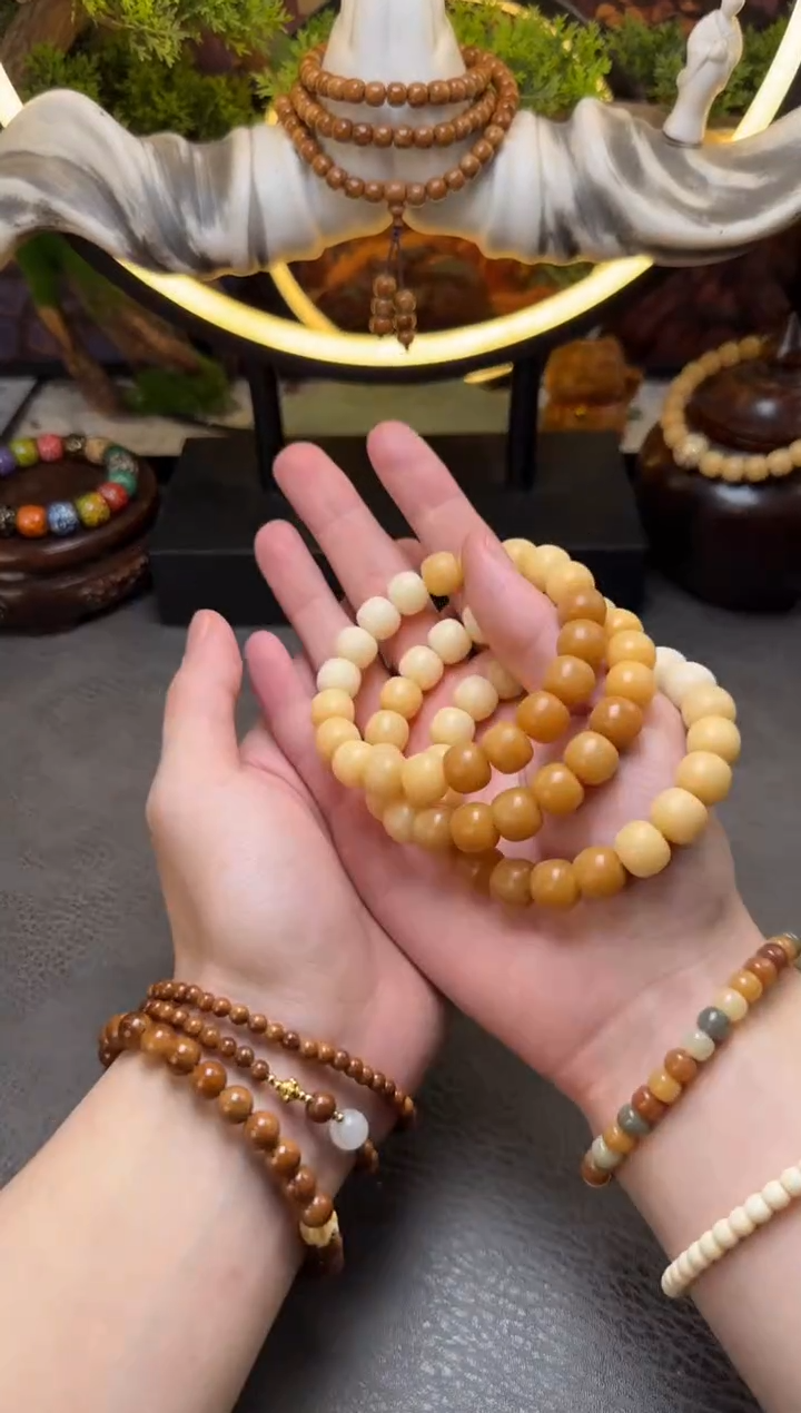 手串菩提根/象牙果渐变高钙奶老型