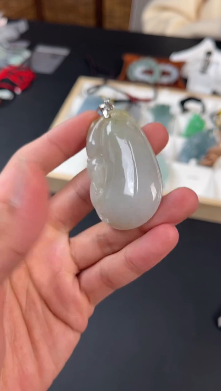 【闪购商品】翡翠颈饰银S925镶嵌翡翠吊坠JJFC027