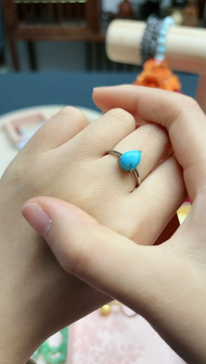 【闪购商品】绿松石戒指银S925镶嵌05松石戒指*1 G