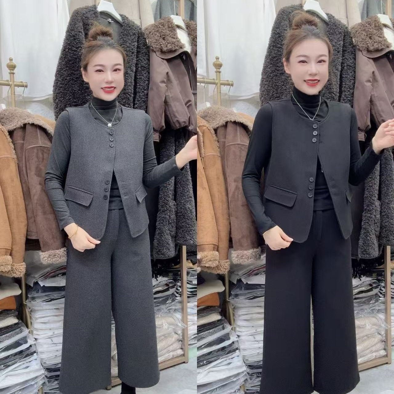 精品马甲裤子俩件套 显瘦气质