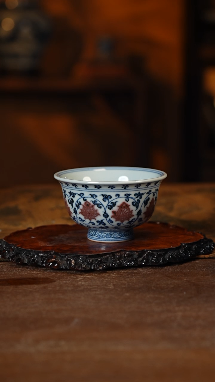 【闪购商品】杯五云随安釉里红压手杯