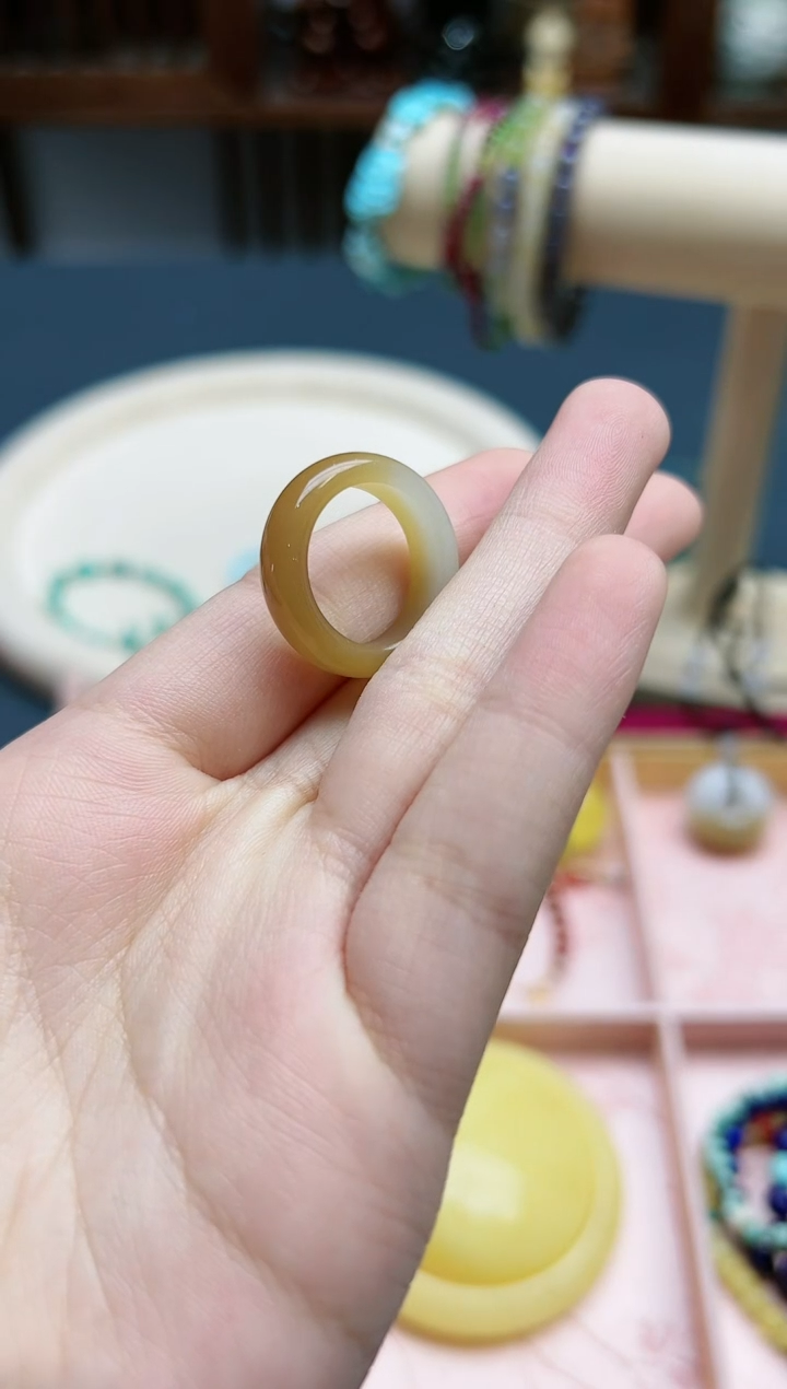 【闪购商品】和田玉指环未镶嵌和田玉大半糖14#指环*1 BDD