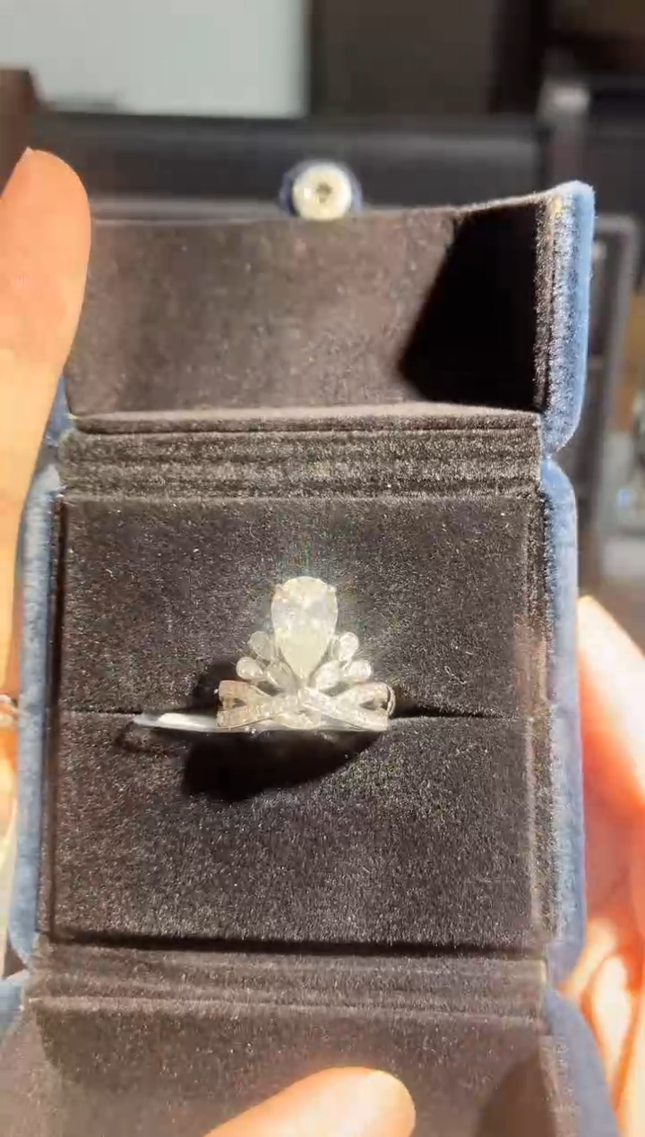 铂Pt950镶嵌实验室培育钻石鹭羽冠冕款钻戒