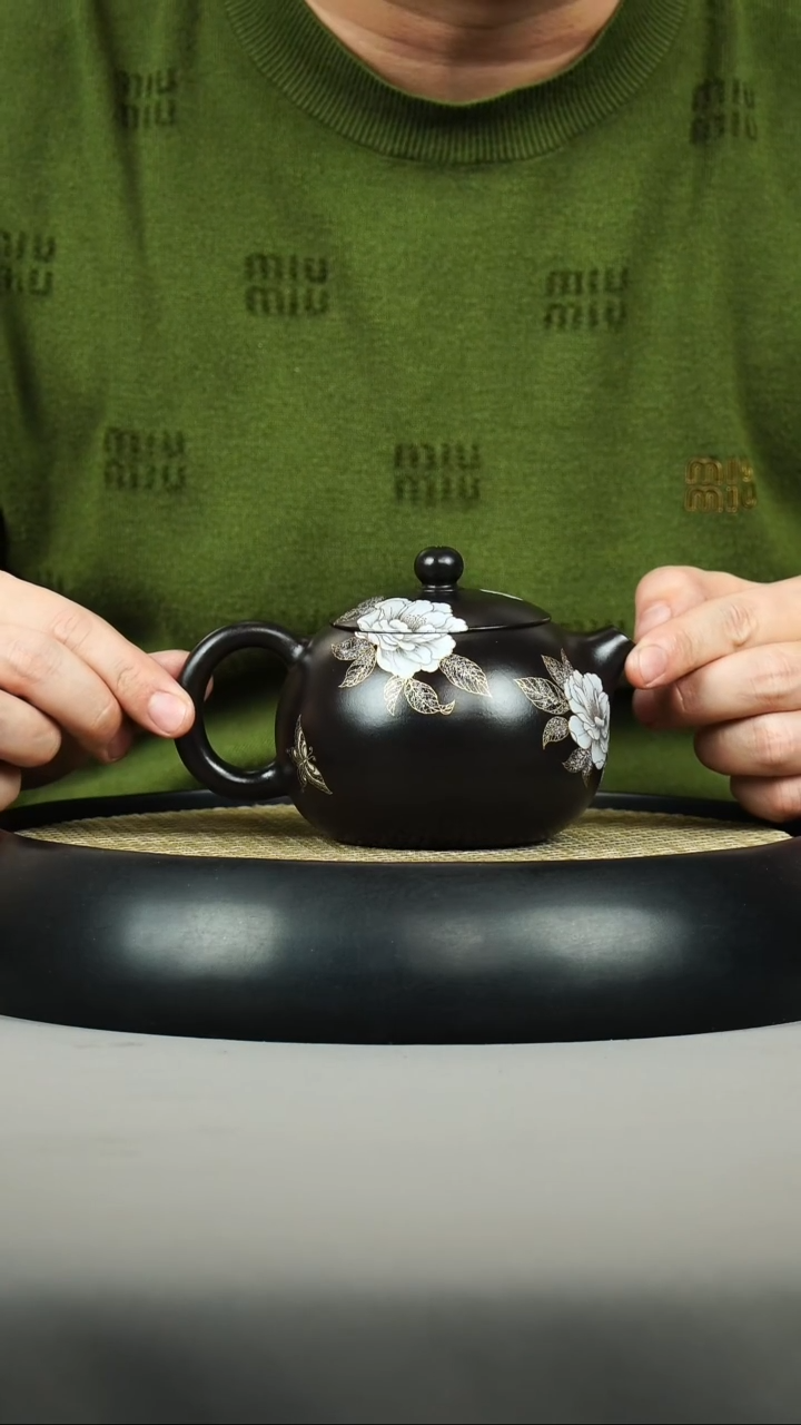 茶壶紫砂石黄 西施 金银错 牡丹