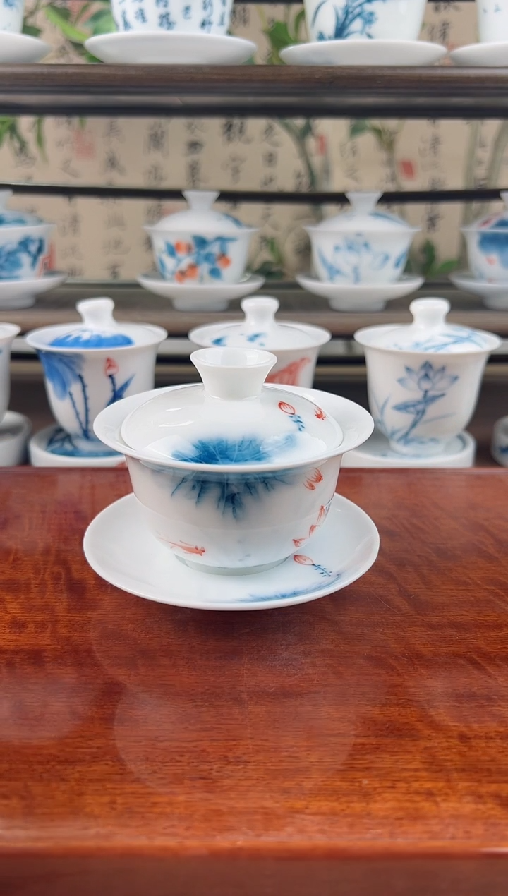 微瑕蓝莲130ml三才盖碗