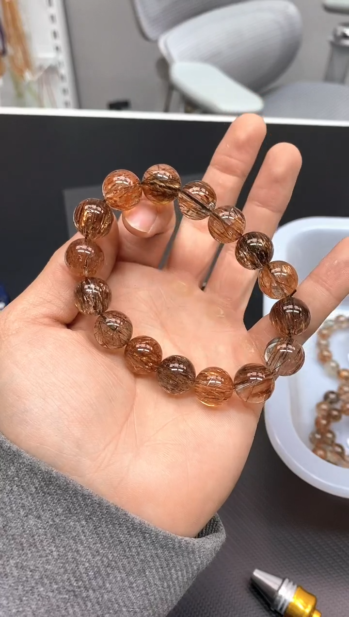 未镶嵌手串水晶B5黑金超七13mm