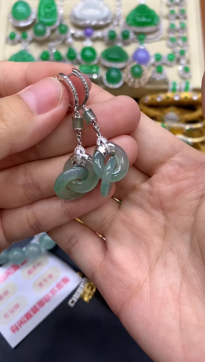 18K金镶嵌翡翠耳饰168-中国好珍宝