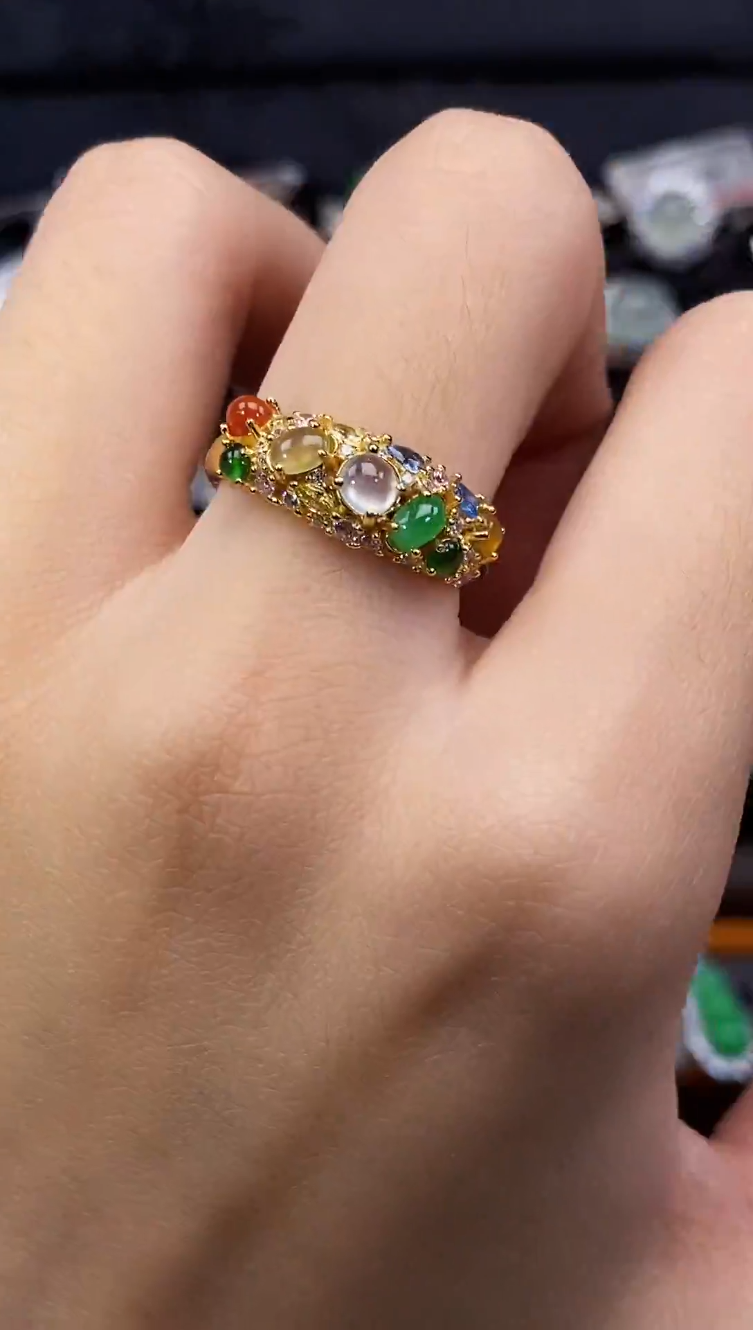 银S925镶嵌戒指翡翠天然A货翡翠15