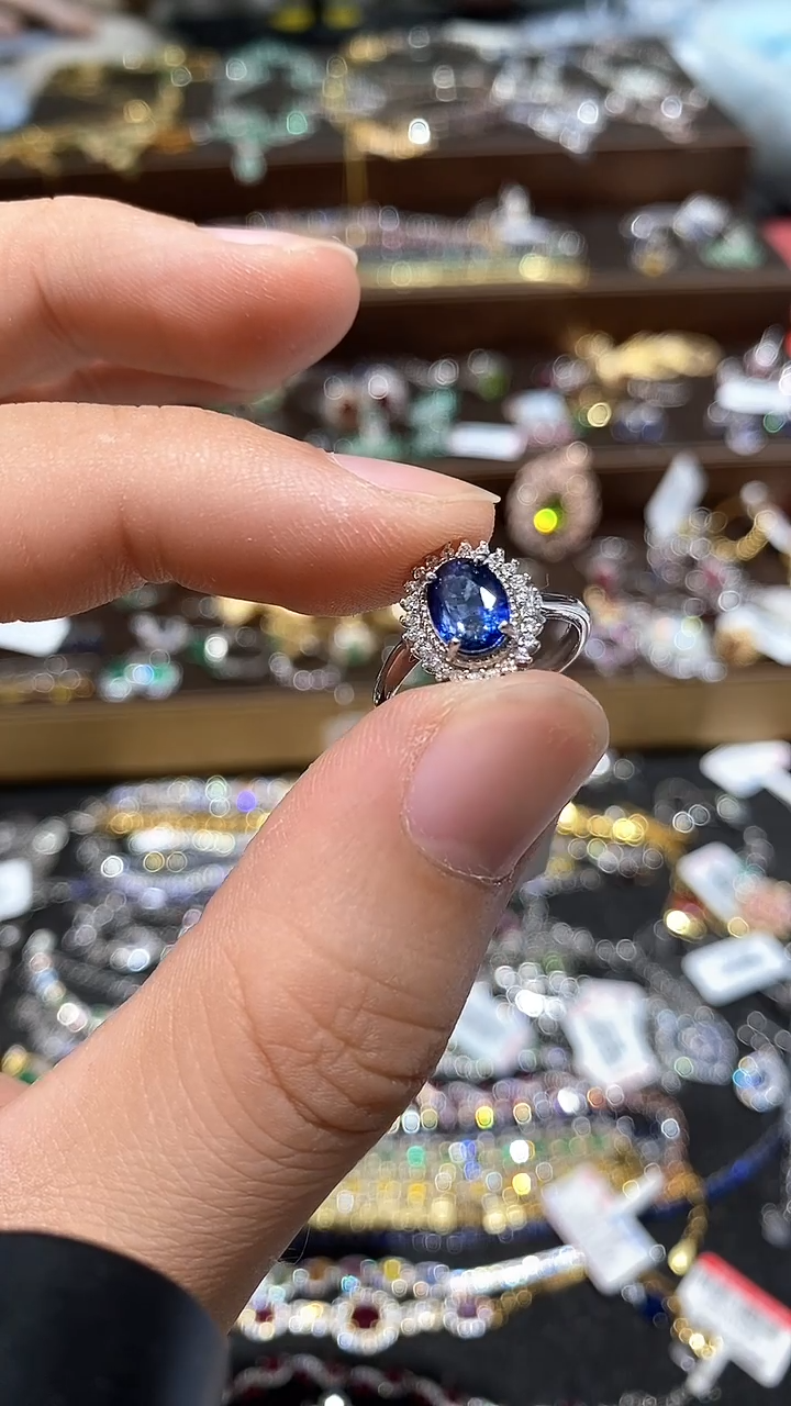 【闪购商品】蓝宝石戒指银S925镶嵌戒指