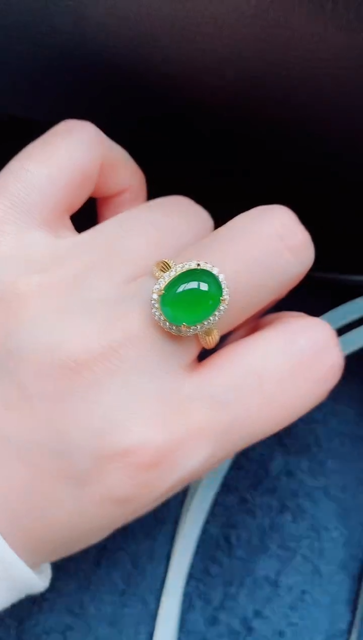 【闪购商品】翡翠戒指银S925镶嵌天然a货翡翠128