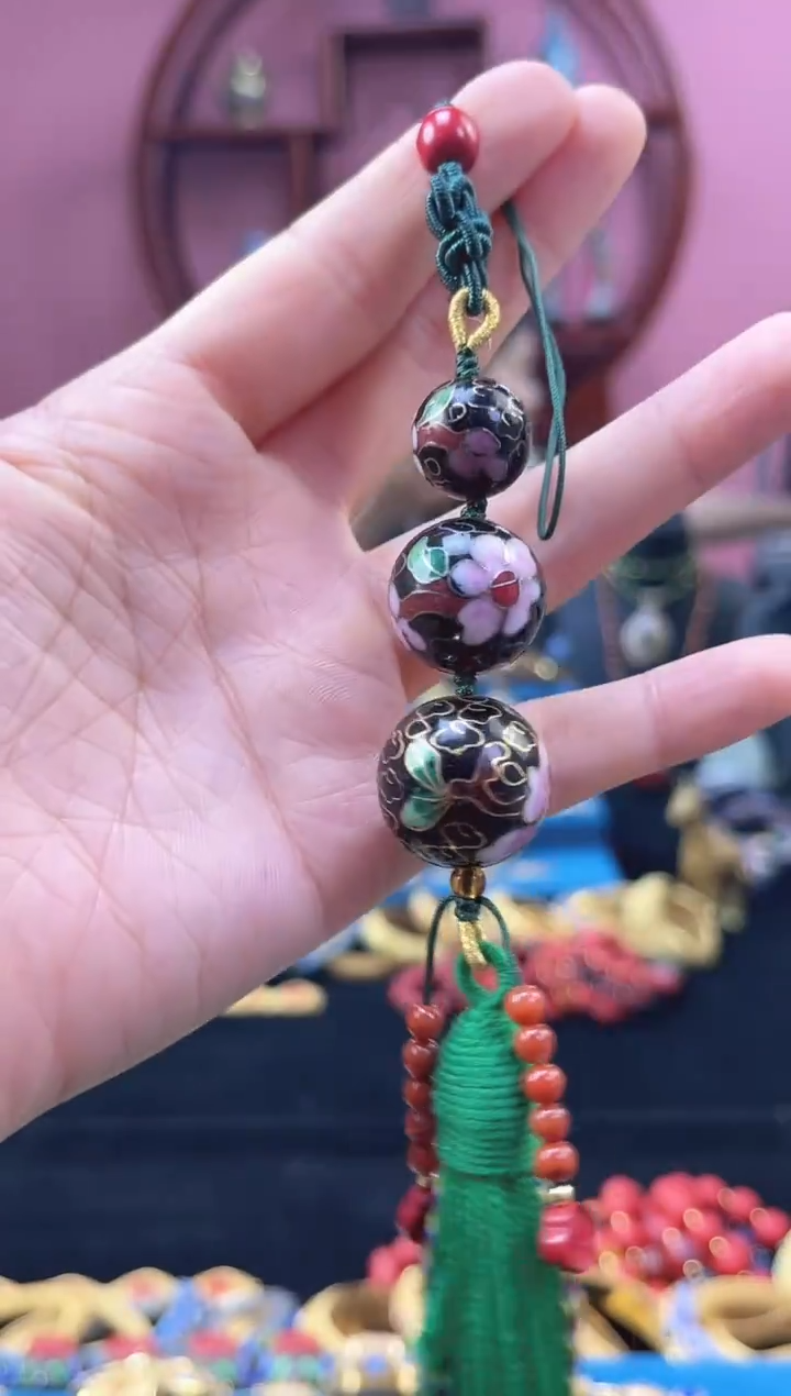 非遗 景泰蓝 吊坠 黑色