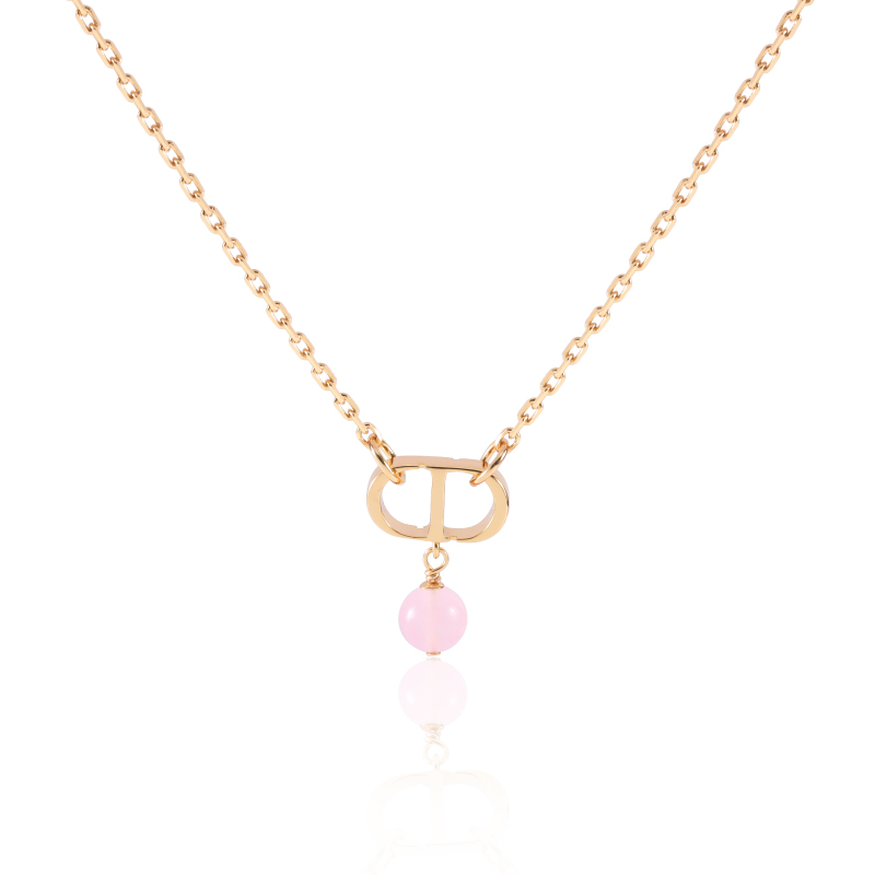 镀k金 【粉朱】猪鼻子 时尚轻奢项链45cm 0035