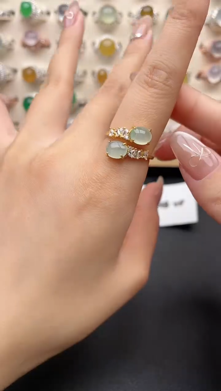 【闪购商品】翡翠戒指银S925镶嵌一物一证一礼盒