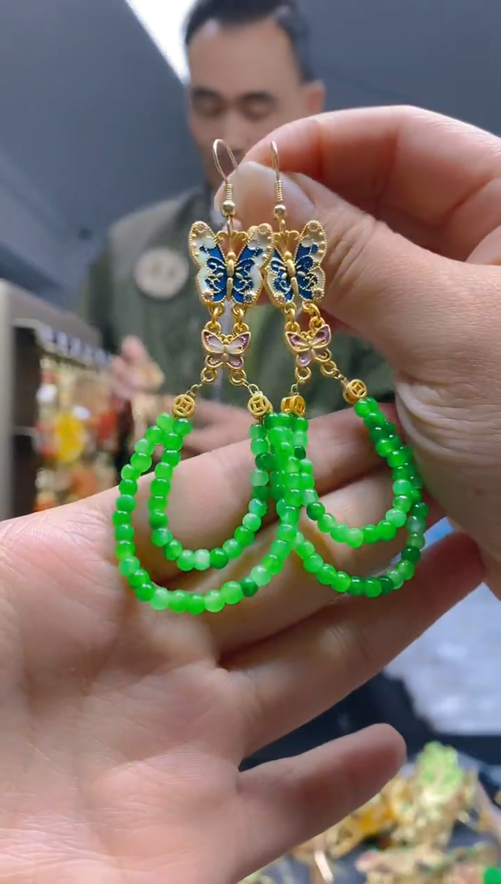 【闪购商品】翡翠耳饰合金0238翡翠耳钩