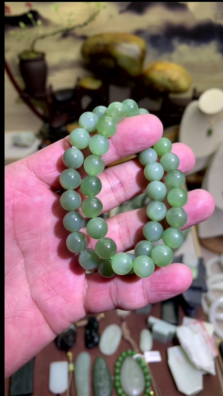 【闪购商品】和田玉颈饰未镶嵌粉青卡10 串串