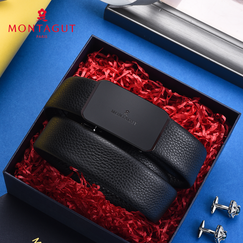 梦特娇 加长款商务150cm皮带男款胖子大码裤带牛皮自动扣真皮腰带