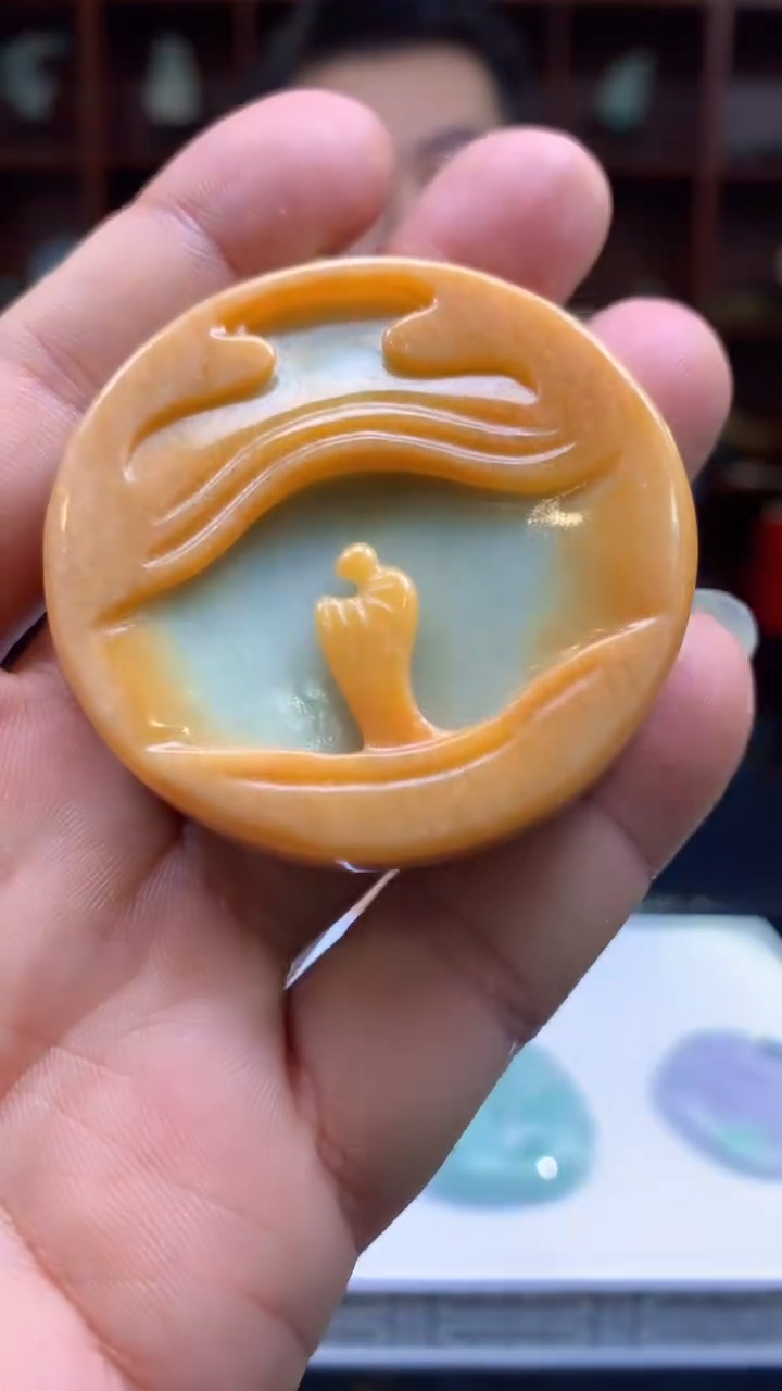 【闪购商品】定制翡翠未镶嵌1088hn-毛货挂件7