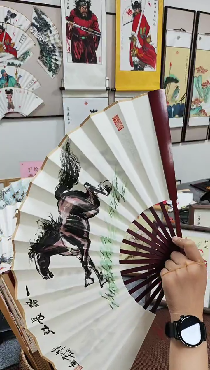 国画10寸15方普通竹扇-福利手绘国画