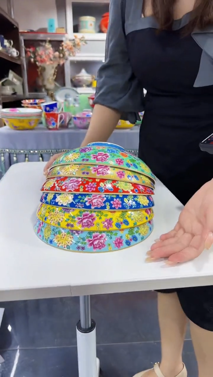 珐琅 8.5英寸元宝盘6个景德镇混色   