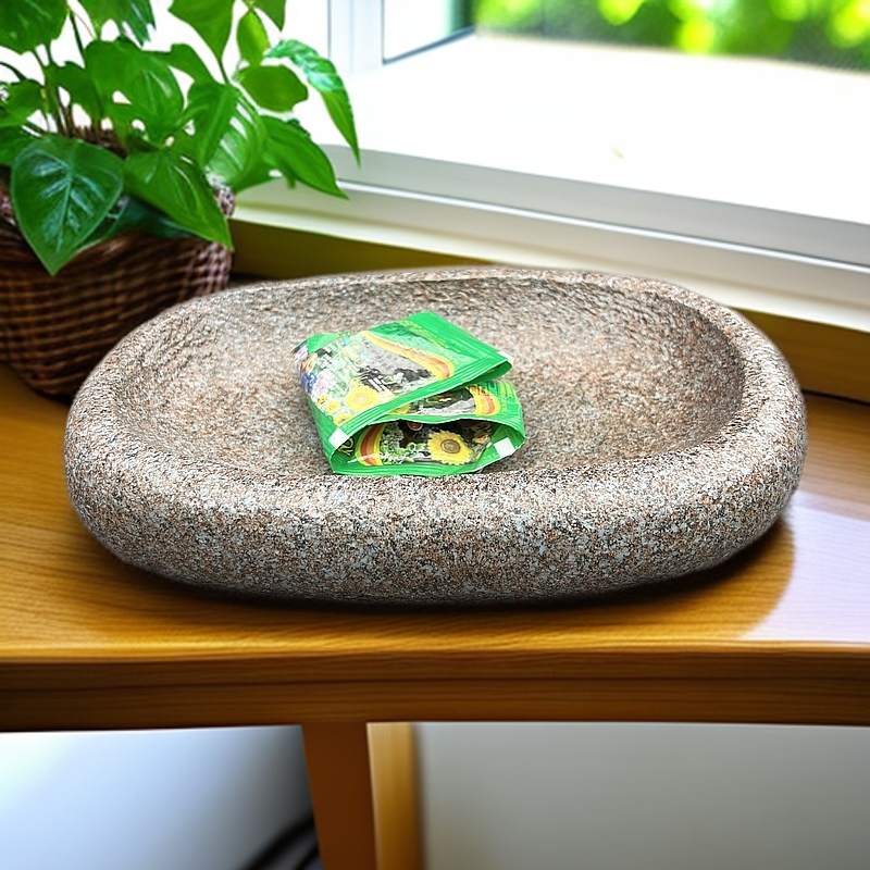 中式复古创意仿石收纳盘禅意摆件家居办公室茶室民宿家用装饰布置