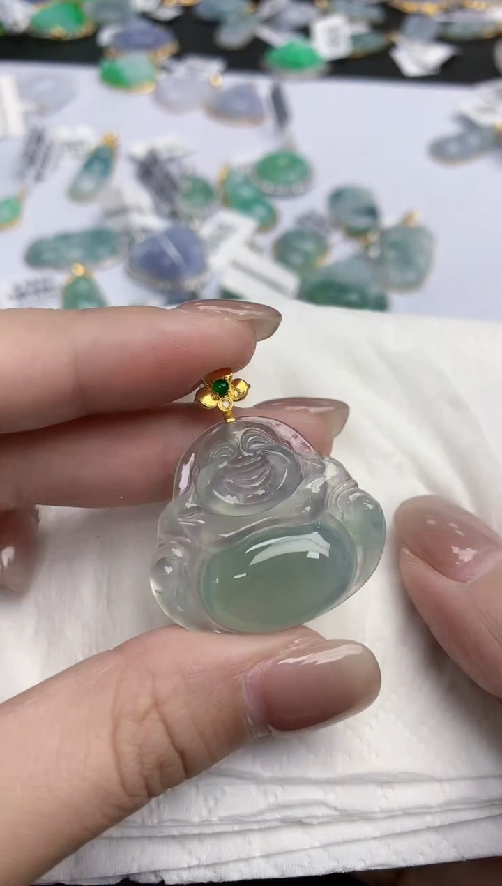 【闪购商品】翡翠颈饰18K金镶嵌天然缅甸翡翠A货