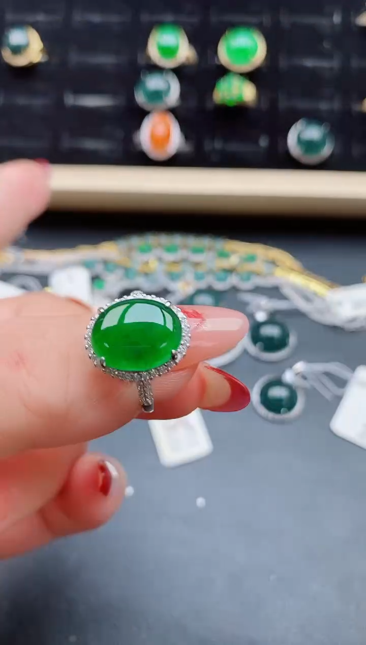 【闪购商品】翡翠戒指银S925镶嵌508005